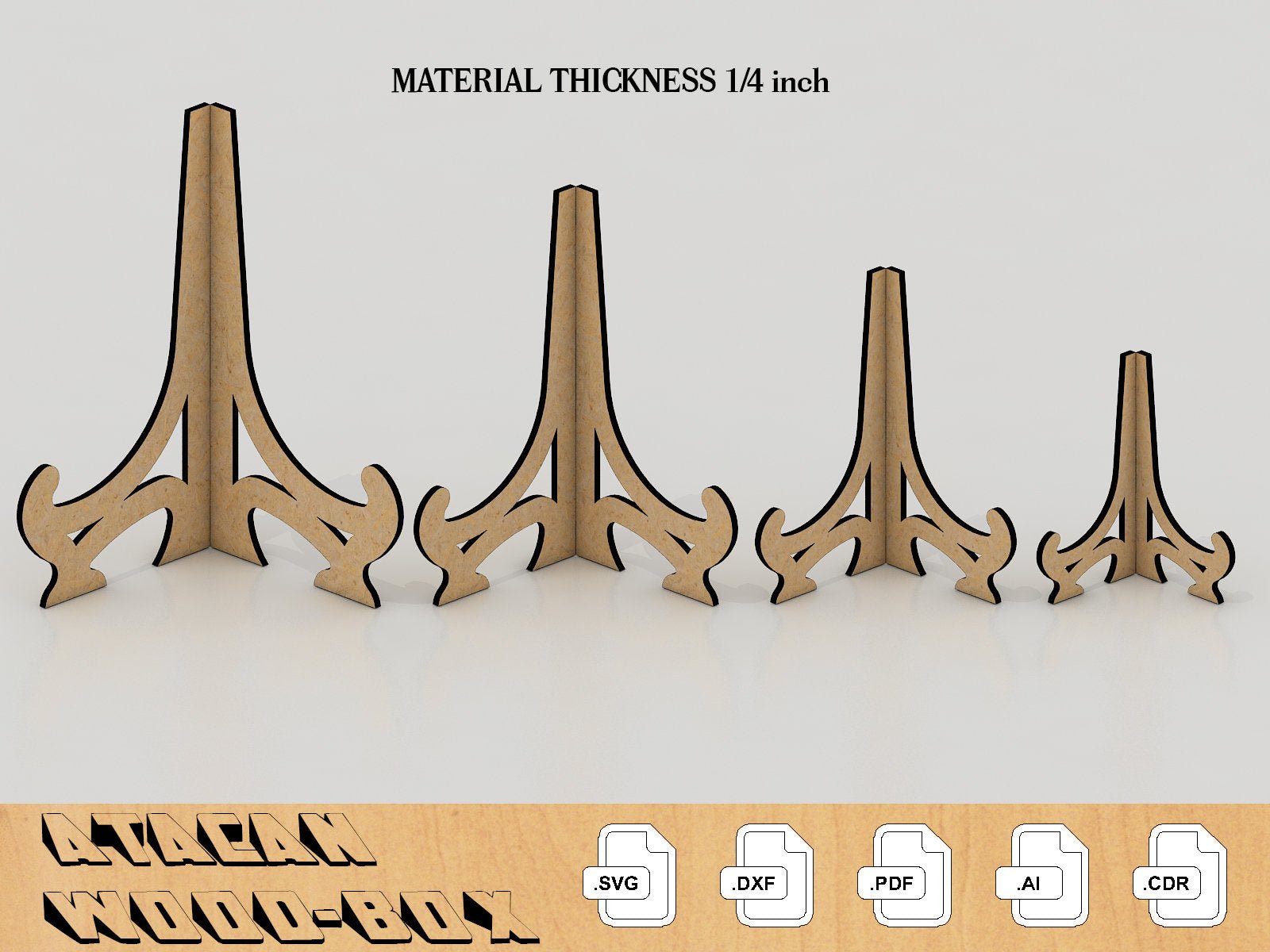 1/4 inch Easel Plate Stand Laser cut file - picture frame stand - Photo Holder Display, Plate Display Stand, Laser cut Easel 013