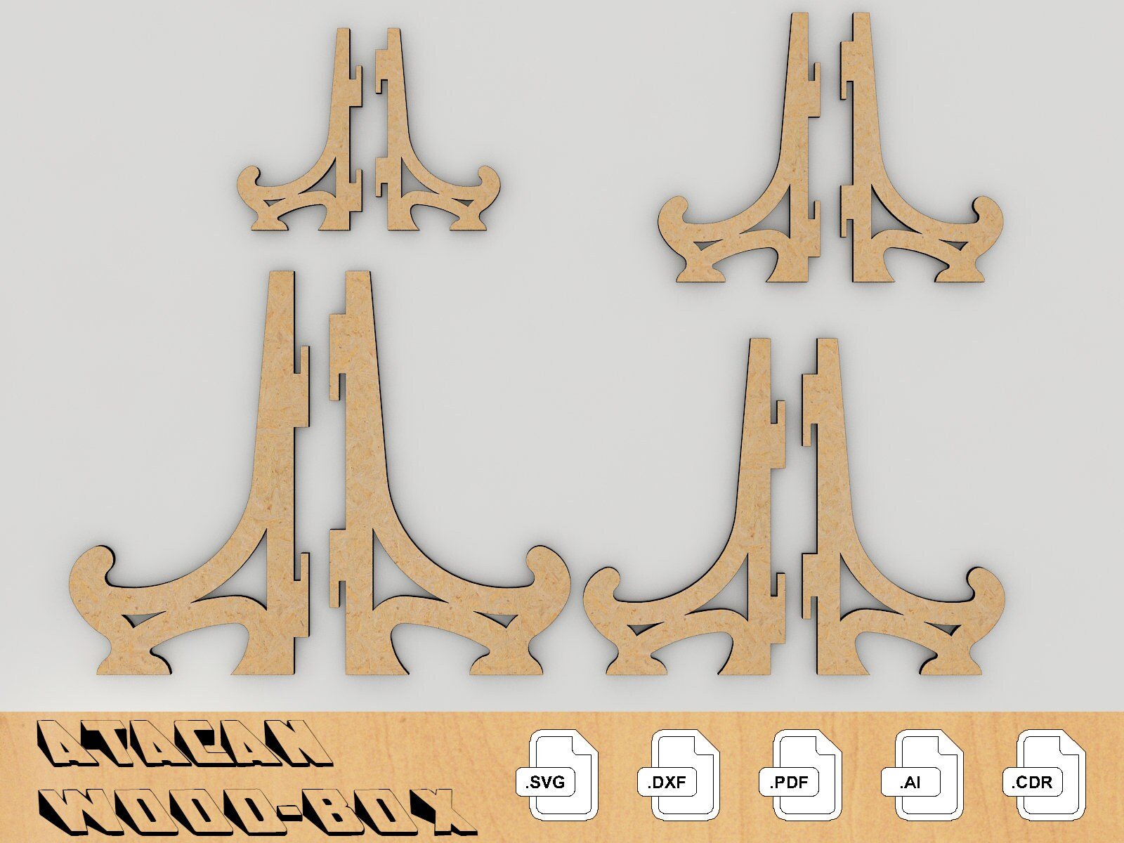 1/4 inch Easel Plate Stand Laser cut file - picture frame stand - Photo Holder Display, Plate Display Stand, Laser cut Easel 013