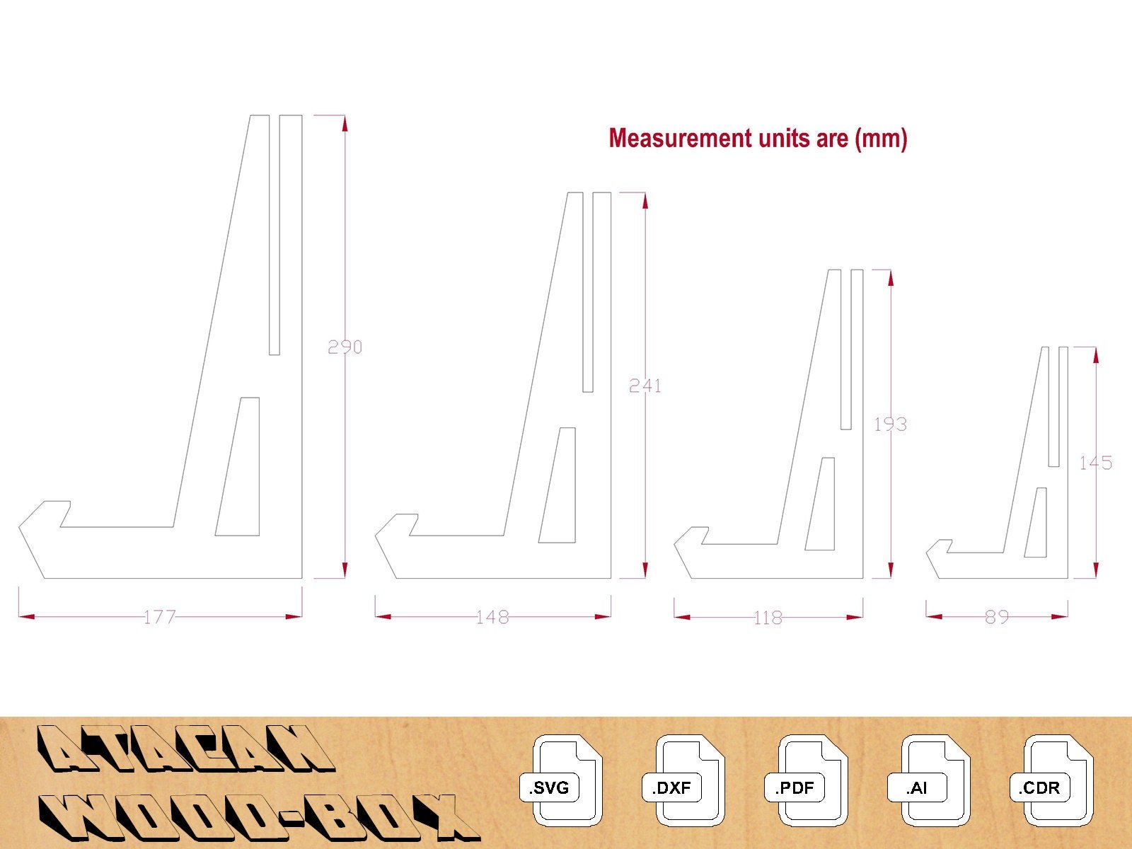 1/4 inch Easel Plate Stand Laser cut file - picture frame stand - Photo Holder Display, Plate Display Stand, Laser cut Easel 019