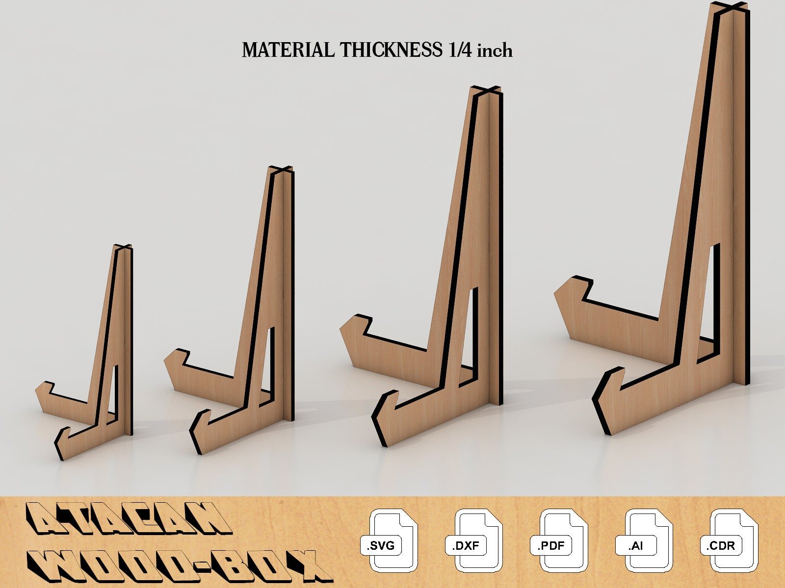 1/4 inch Easel Plate Stand Laser cut file - picture frame stand - Photo Holder Display, Plate Display Stand, Laser cut Easel 019