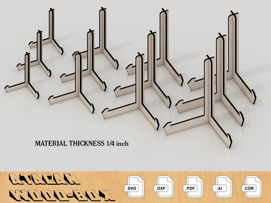 1/4 inch Laser Cut Easel Display Stand - plate stand template - frame plate holder, plate display stand, wood plate holder 006