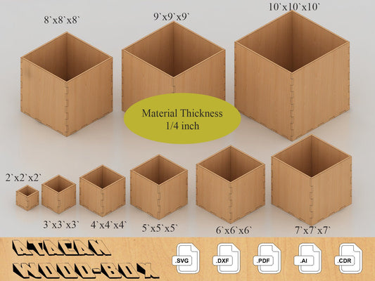 1/4 inch Material Box Bundle - Laser cut files - Boxes SVG Templates - Glowforge Files 267