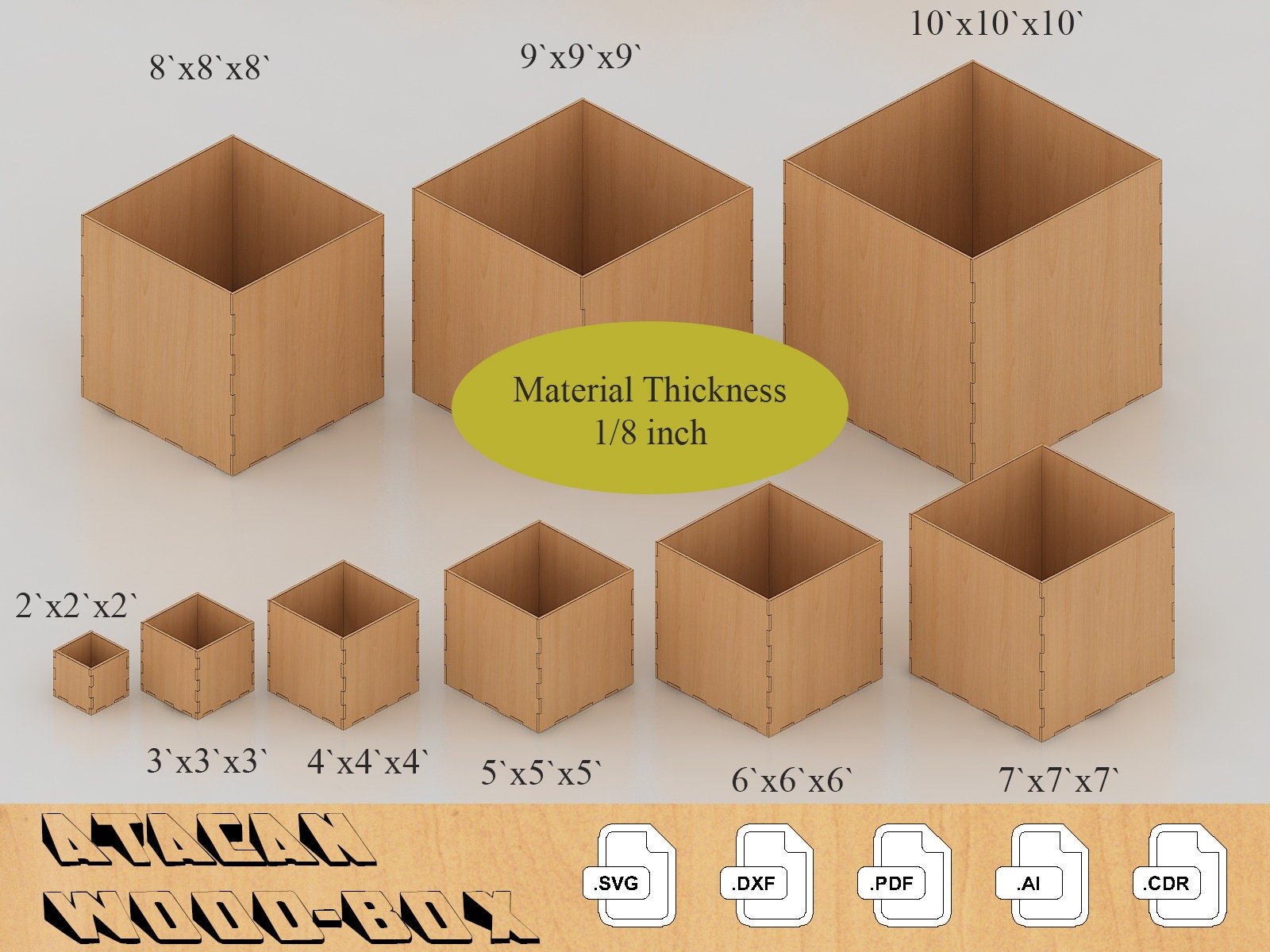 1/8 inch Material Box cutting files - Boxes SVG Templates - Laser cut files - Glowforge Files 268