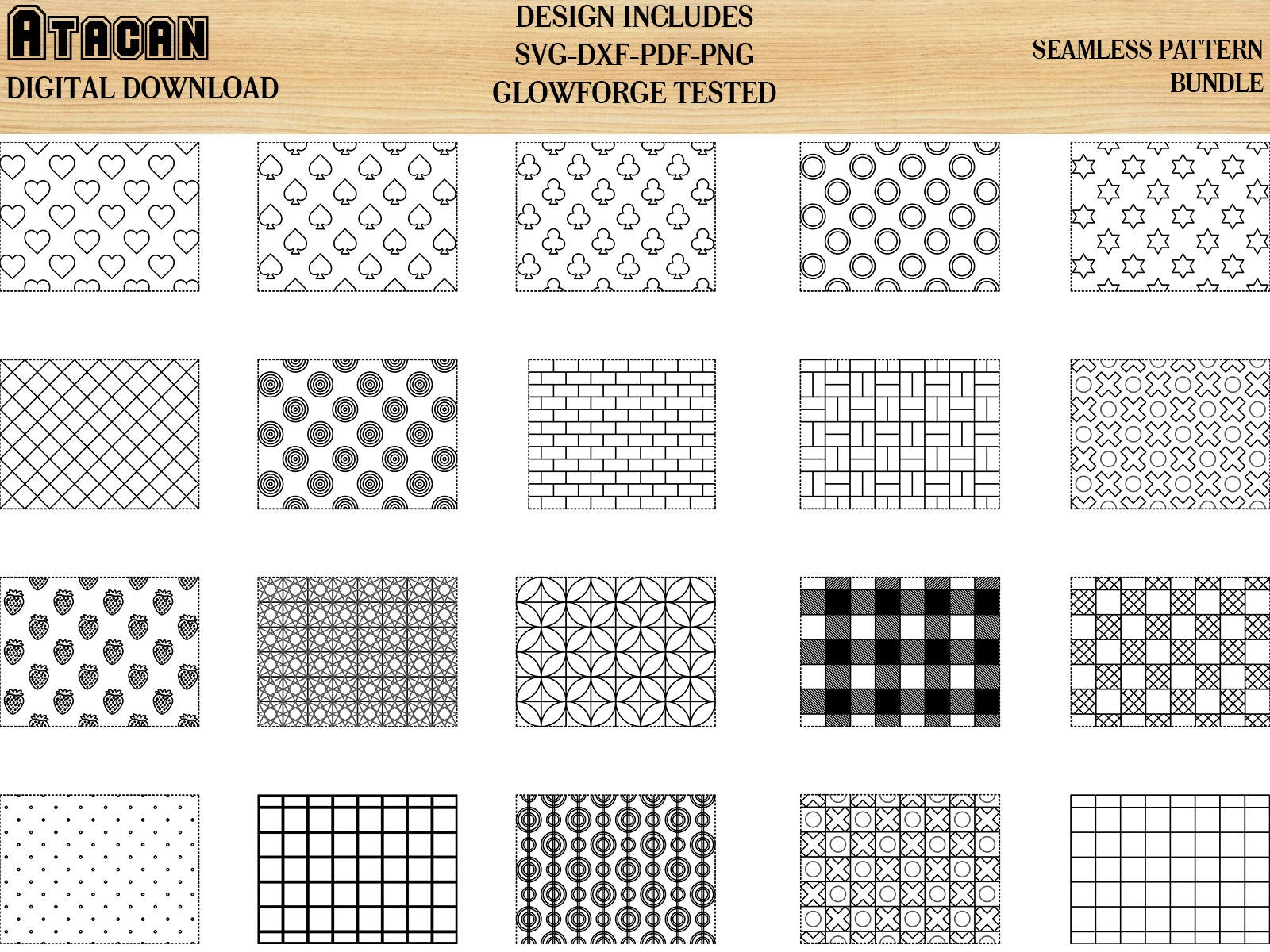20Pcs seamless pattern Bundle SVG transparent repeat geometric svg fil ...