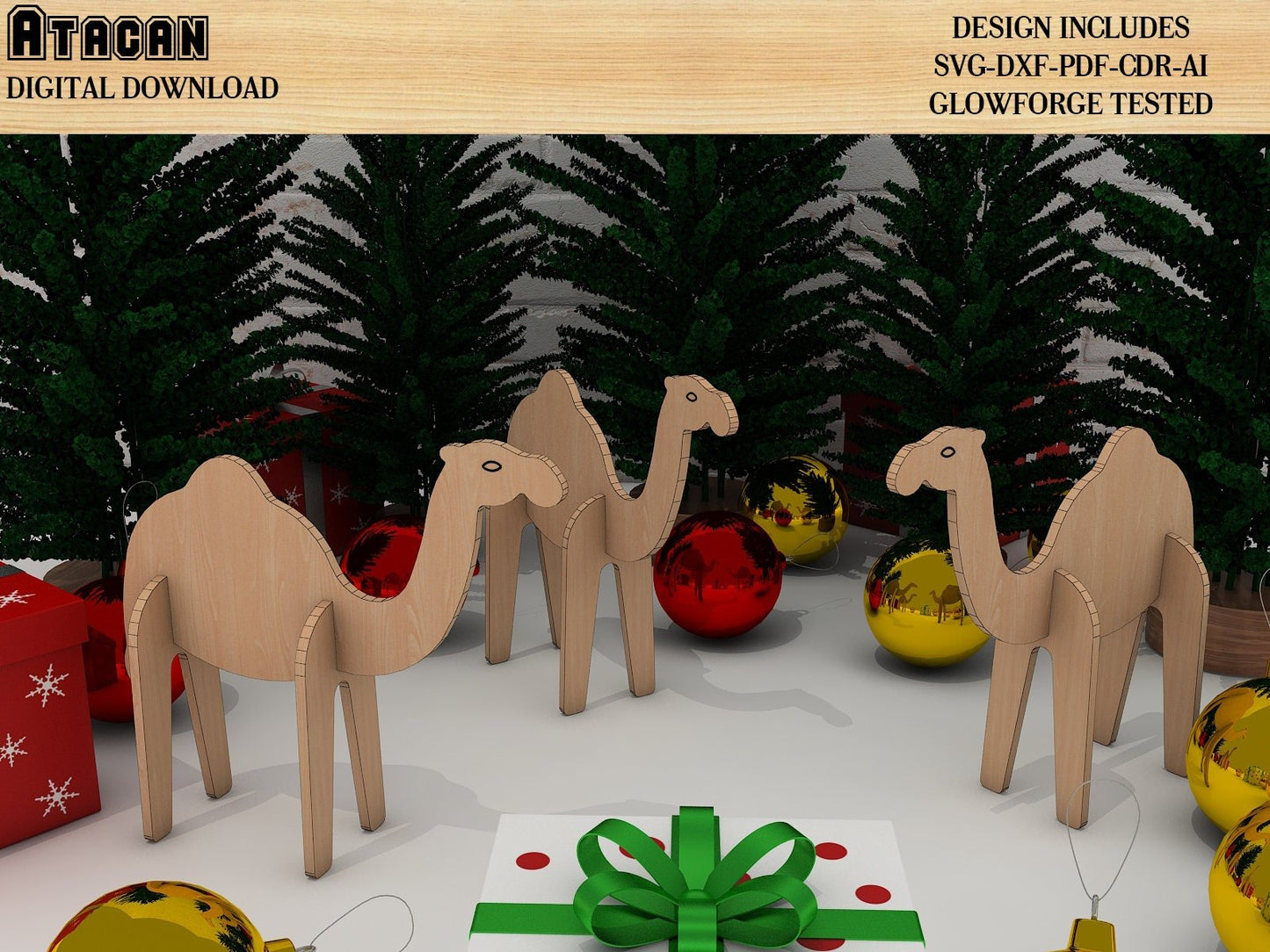 3d Camel Puzzle Laser Cut Camel Animal Shape, SVG, DXF, CDR, vector plans Glowforge files 296