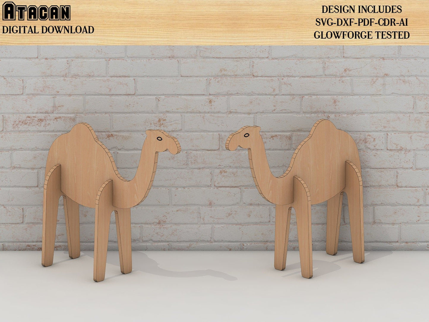 3d Camel Puzzle Laser Cut Camel Animal Shape, SVG, DXF, CDR, vector plans Glowforge files 296