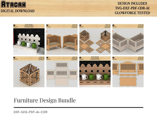 3d Laser item Bundle / Glowforge cut files / DollHouse Miniature Furniture Digital file / Laser cut digital download 431