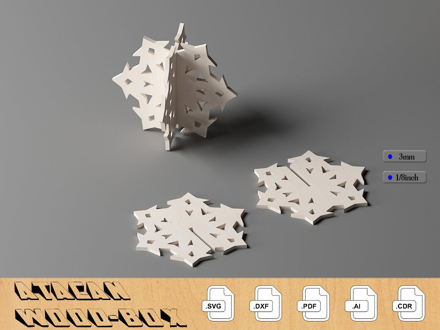 3D Standing Wooden Snowflakes Bundle / Christmas Snowflake Decoration / Xmas Decor / Glowforge Laser Cut Files 283