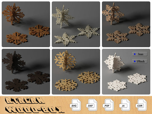 3D Standing Wooden Snowflakes Bundle / Christmas Snowflake Decoration / Xmas Decor / Glowforge Laser Cut Files 283