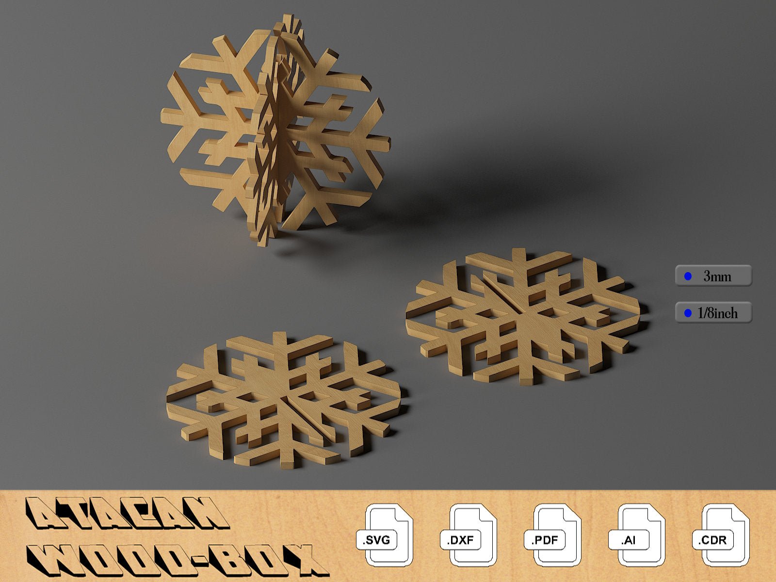 3D Standing Wooden Snowflakes Bundle / Christmas Snowflake Decoration / Xmas Decor / Glowforge Laser Cut Files 283