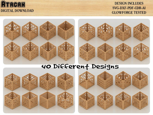 40 Different Storage Box Laser cut files / Boxes Bundle Glowforge Files / Gift box CNC files 380