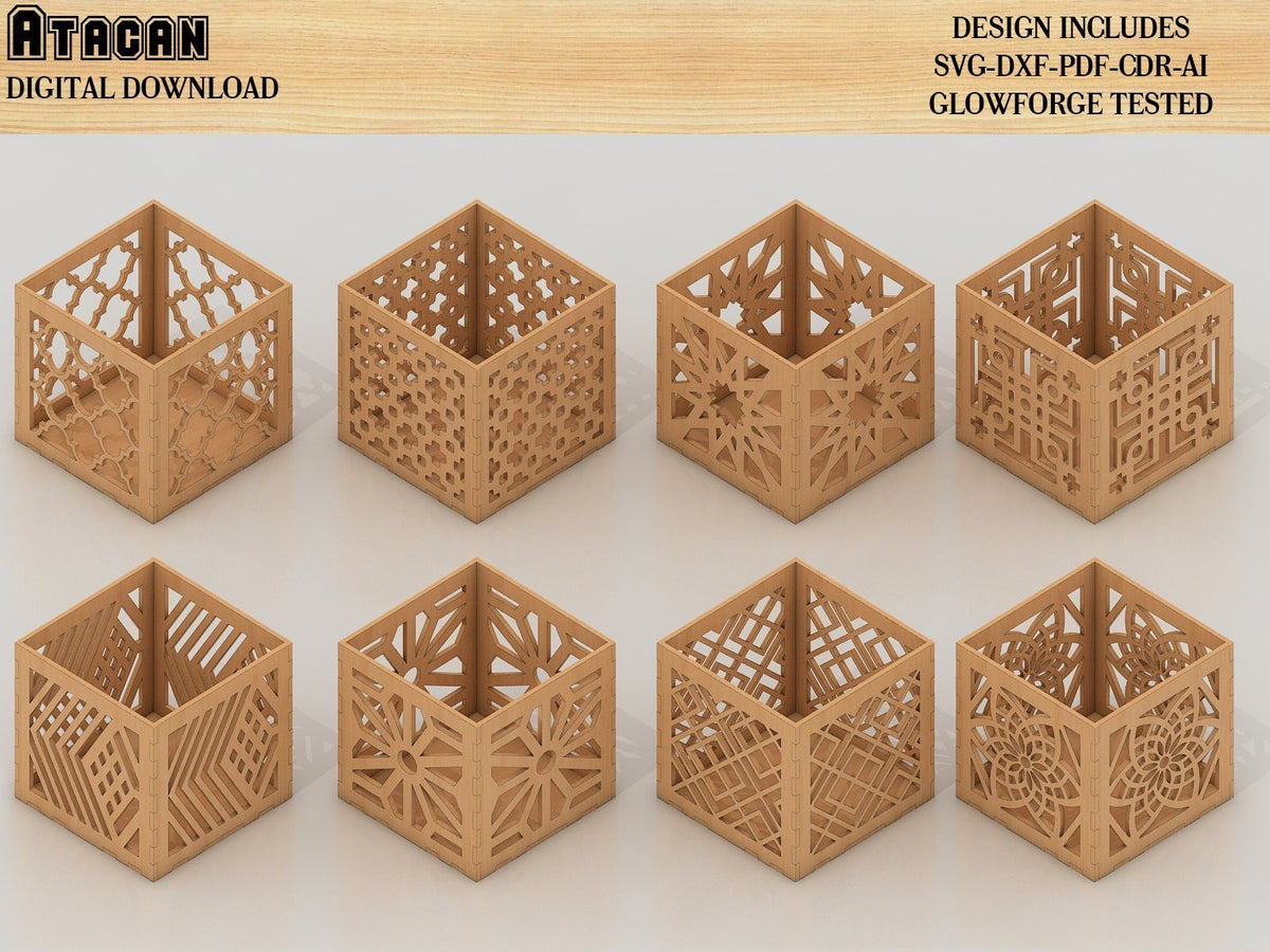 Box Files Designer 40 Different Storage Box Laser cut files / Boxes Bundle Glowforge File ...