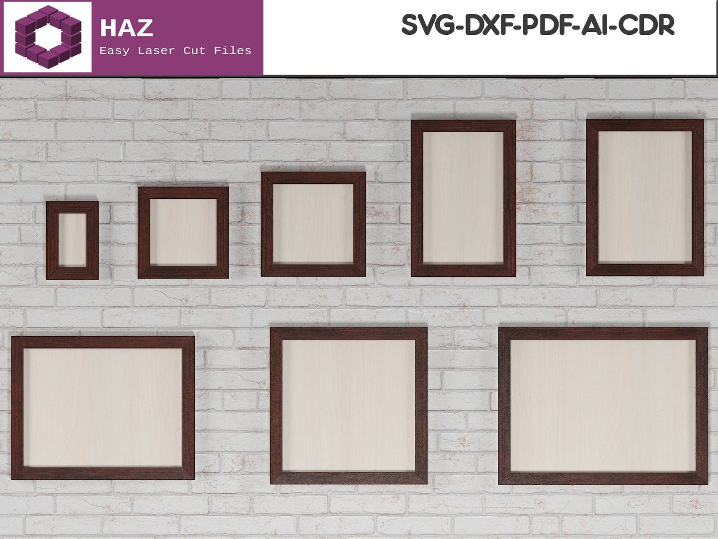 45 Degree Angle Cut Wood Frames / Different Sizes Picture Frame SVG DXF CDR Ai files 028