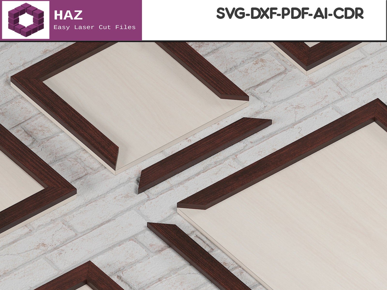 45 Degree Angle Cut Wood Frames / Different Sizes Picture Frame SVG DXF CDR Ai files 028