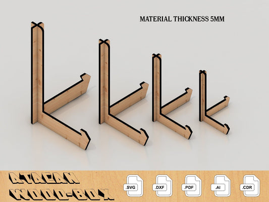 5MM Laser Cut Easel Display Stand - SVG file for Glowforge Svg+Dxf+Pdf+Ai+Cdr 003