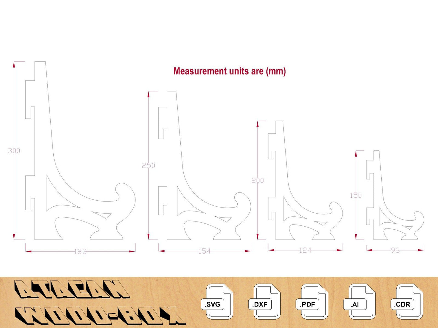 5MM Photo Holder Display, Easel Laser cut SVG file, Picture Frame Stand, - SVG file for Glowforge 017