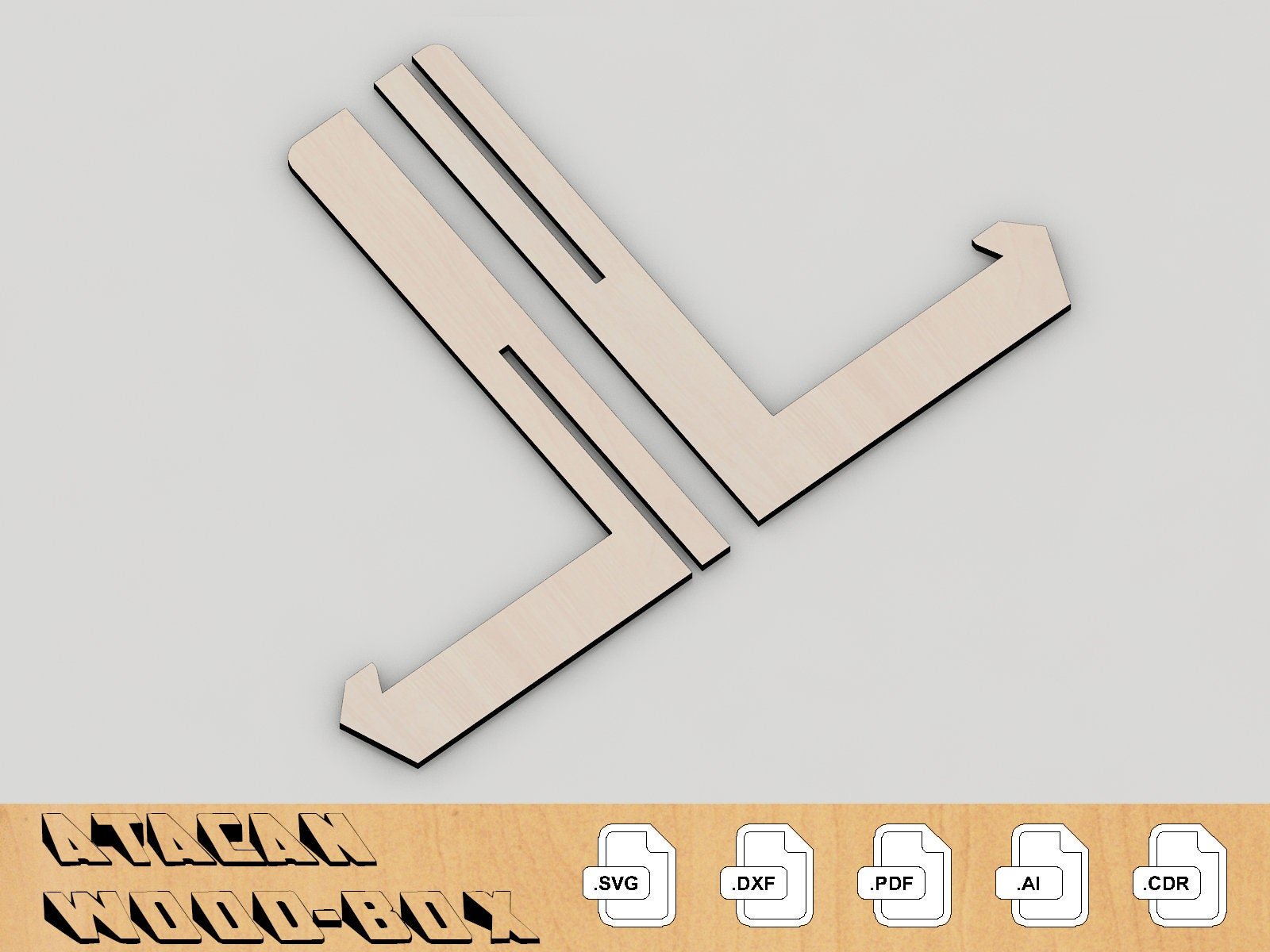 6MM Laser Cut Easel Display Stand - SVG file for Glowforge Svg+Dxf+Pdf+Ai+Cdr 004