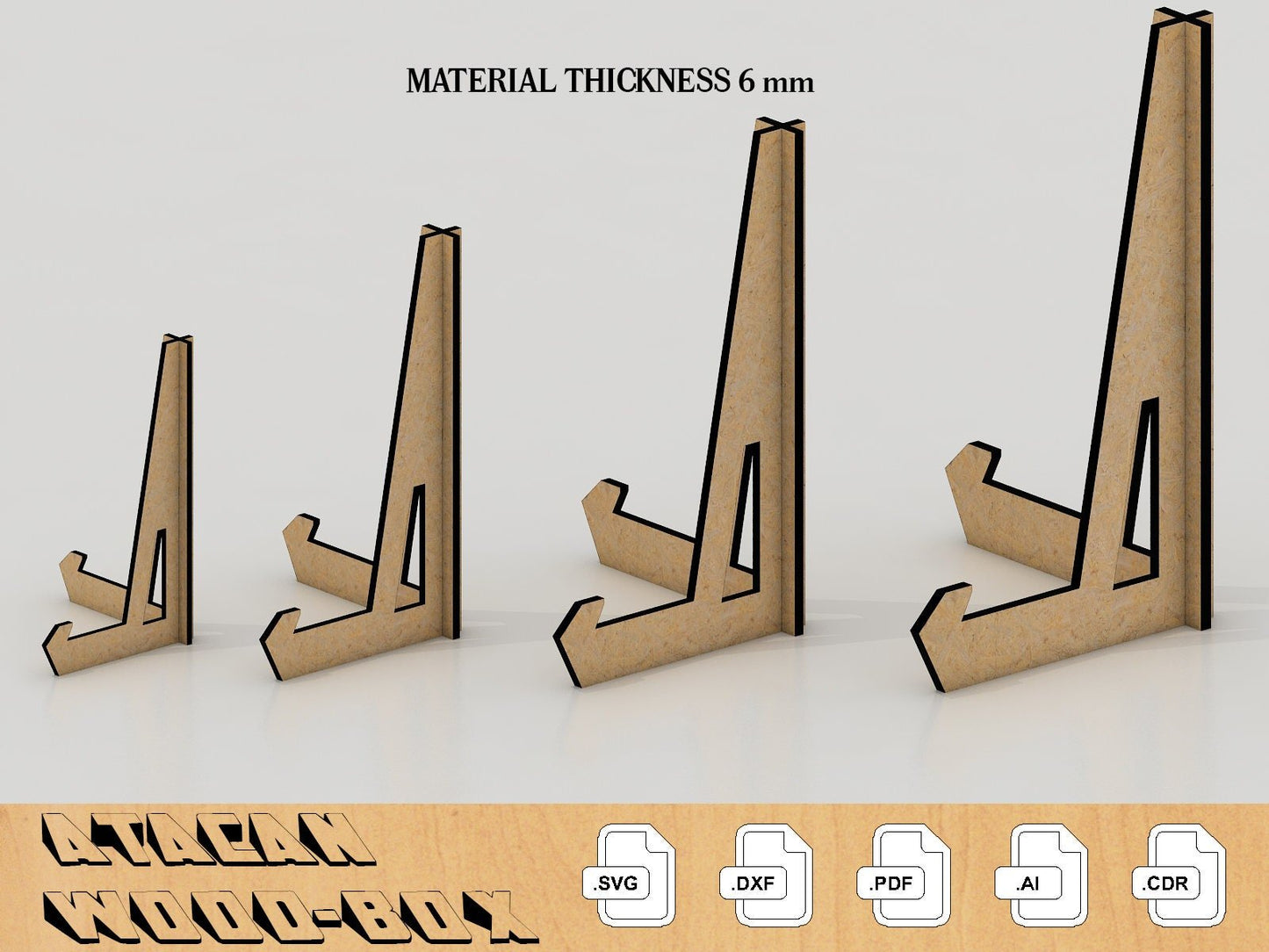 6MM Photo Holder Easel Display Stand - Laser cut file, SVG file for Glowforge 024