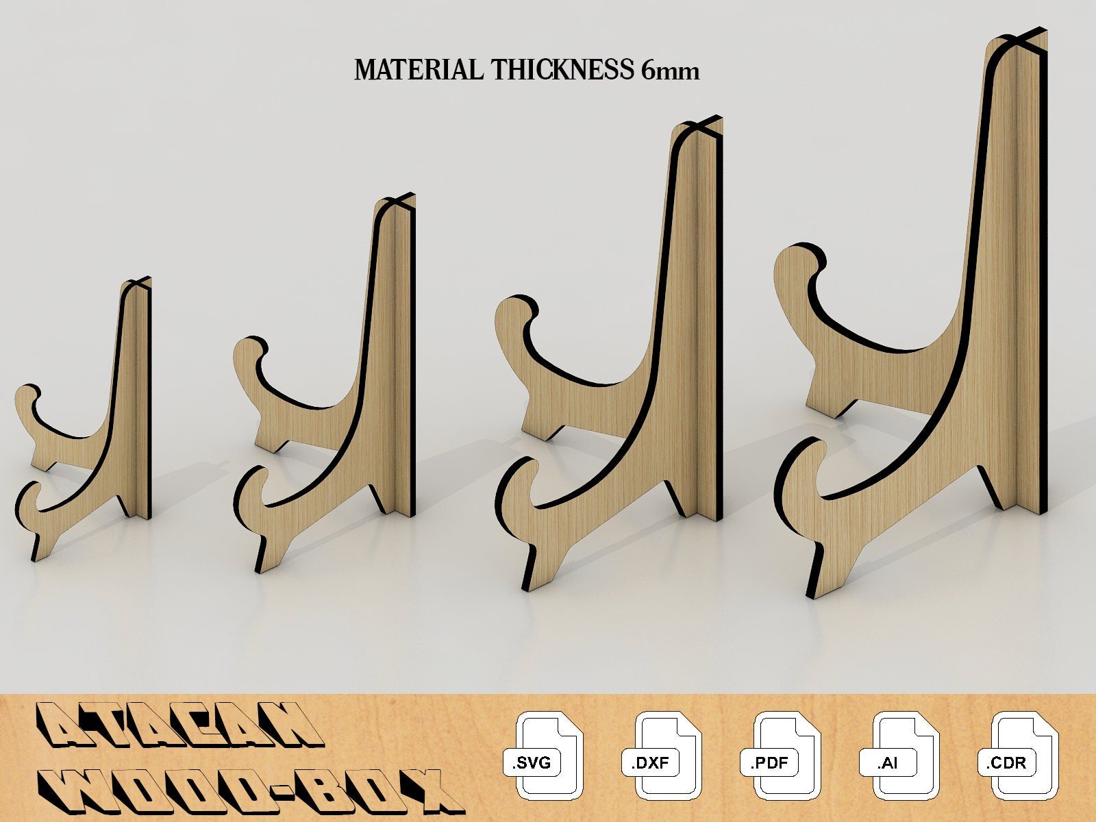 6MM Photo Holder Easel Display Stand - Laser cut file, SVG file for Glowforge 030