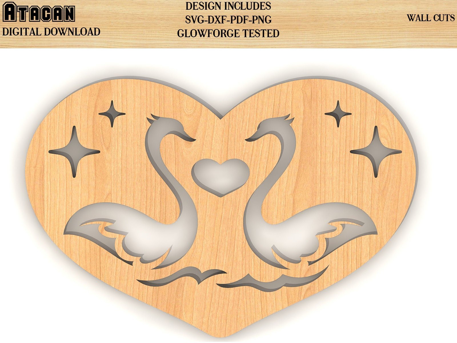 8 Decorative Hearts for Wall SVG Bundle / Wood Wall Hanging Geometric Art - Plywood Decor / Glowforge laser cut file 087