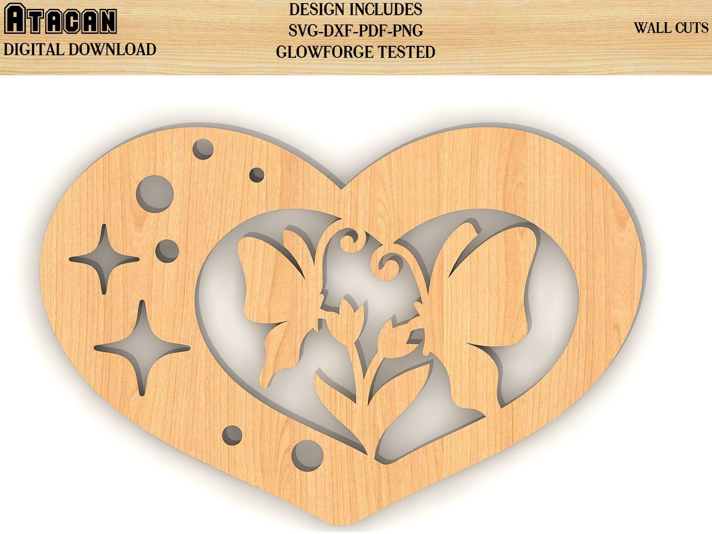 8 Decorative Hearts for Wall SVG Bundle / Wood Wall Hanging Geometric Art - Plywood Decor / Glowforge laser cut file 087