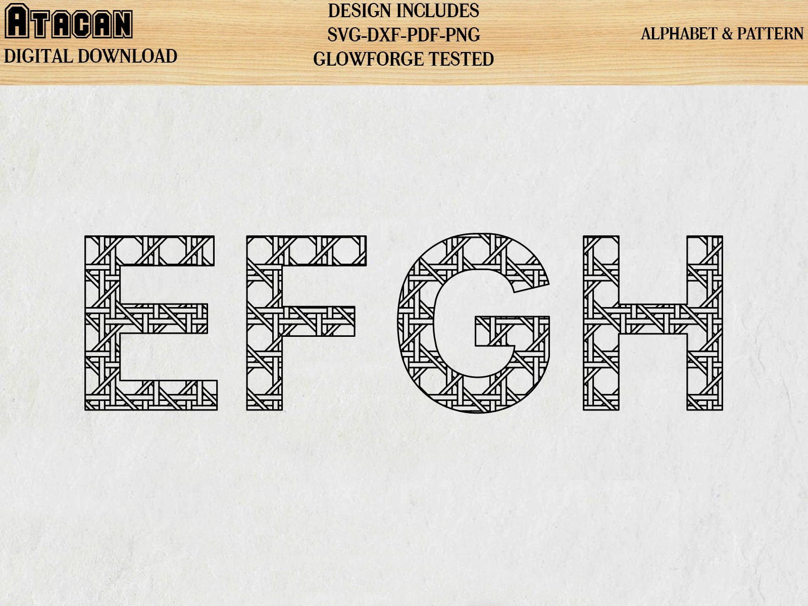 Alphabet Arial Font Letters SVG Laser Cut files Rattan pattern glowforge files 094