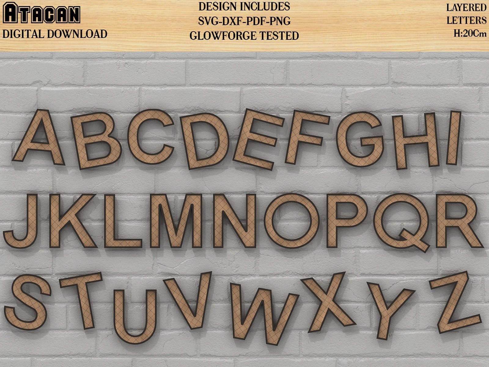 Alphabet Arial Font Wooden Letters SVG Laser Cut files With LAYERED Perfect for signs and craft use 090