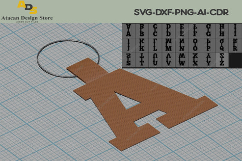 Alphabet Key Fob Svg, All Letter Bag Tag Fob Template, Faux Leather Ke ...