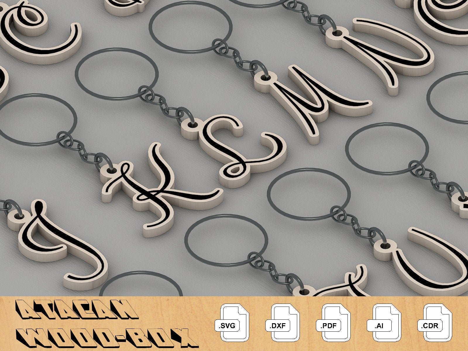 Key Chain 130 Abc Alphabet SVG DXF Bundle - ABC Keychain bundle - A to Z laser cut files ...