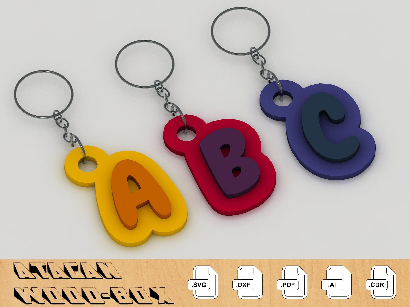 Alphabet SVG DXF Bundle - ABC Keychain bundle - A to Z laser cut files 209