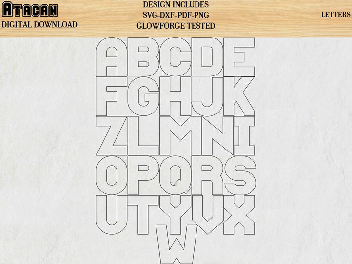 Alphabet Text Font Letters SVG Laser Cut files / Home Letters / glowfo ...