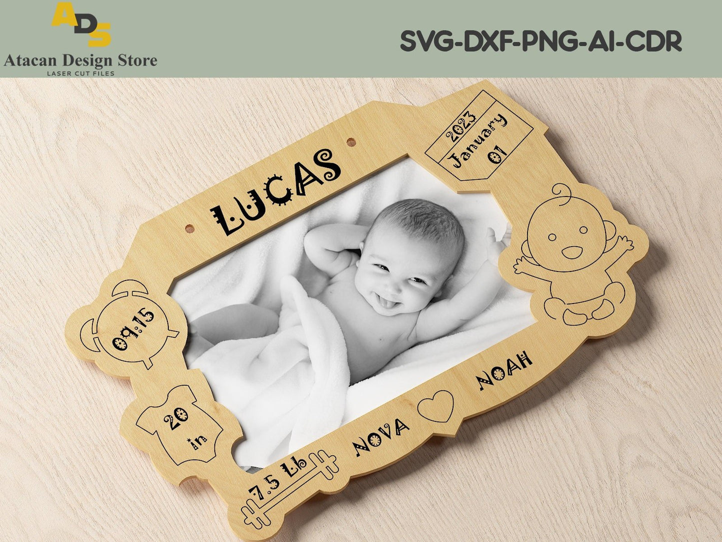 Baby Announcement Photo Frame digital download SVG235