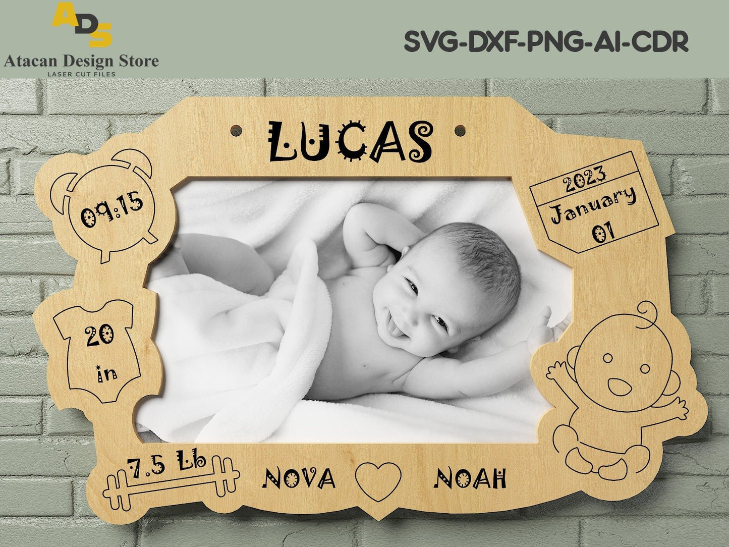 Baby Announcement Photo Frame digital download SVG235