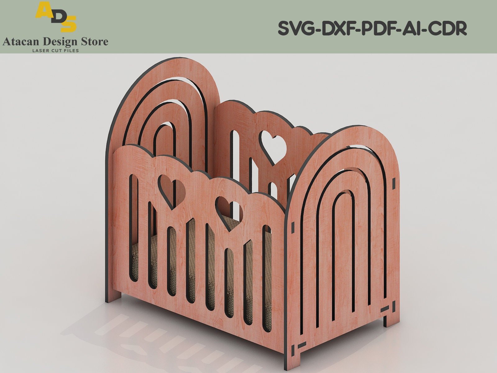 Baby cradle laser cut SVG files for glowforge / Baby Crib Svg, Dxf laser cnc templates / Digital vector download ADS102