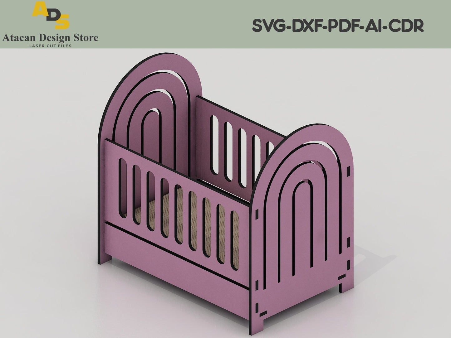 Baby Crib Templates / Cradle cutting files / Baby cradle Furnitur laser cut files / glowforge laser templates / Digital download ADS104