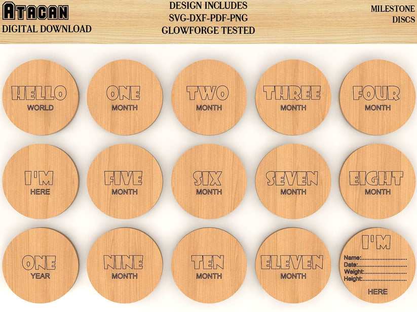 Baby Monthly Milestone SVG files - Glowforge Digital Download 133 ...