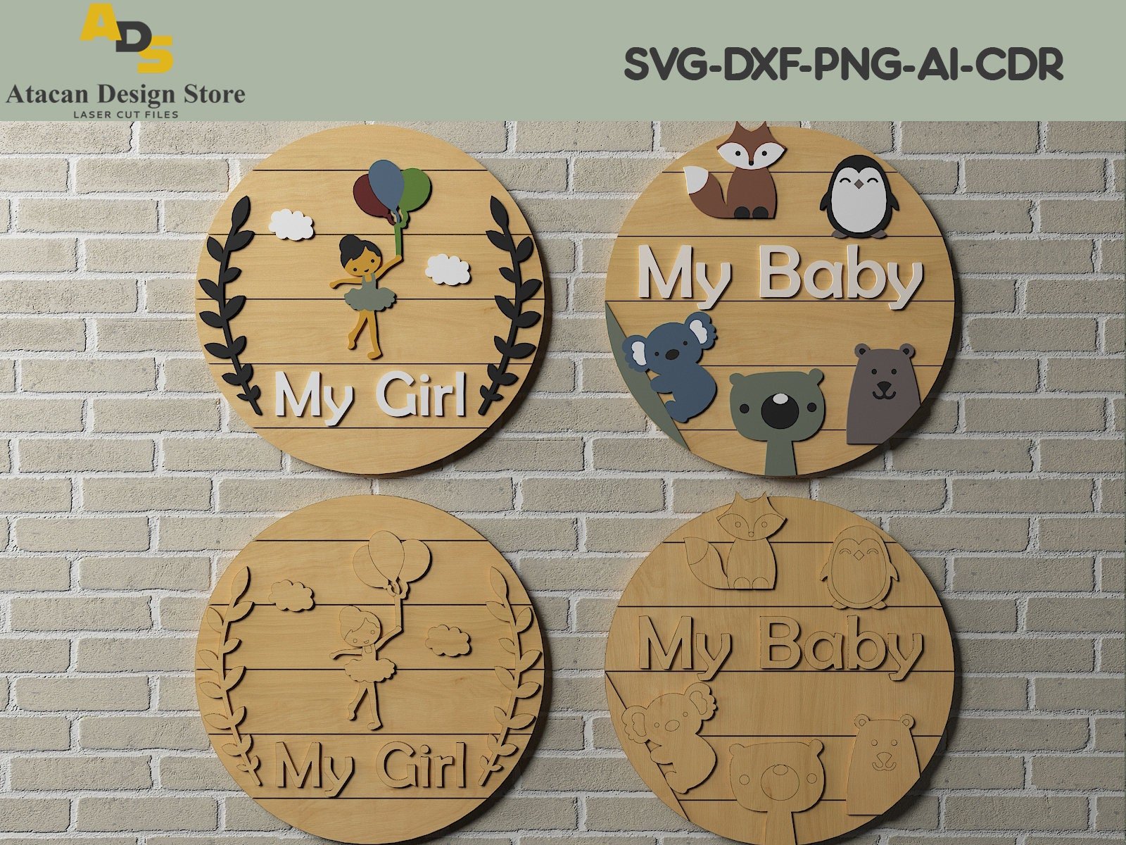 Baby Room Round Signs / Wall Hanger Decoration / Nursery Hang Sign Cut Files SVG233