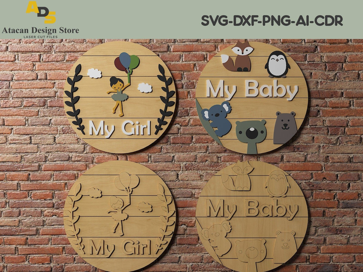 Baby Room Round Signs / Wall Hanger Decoration / Nursery Hang Sign Cut Files SVG233