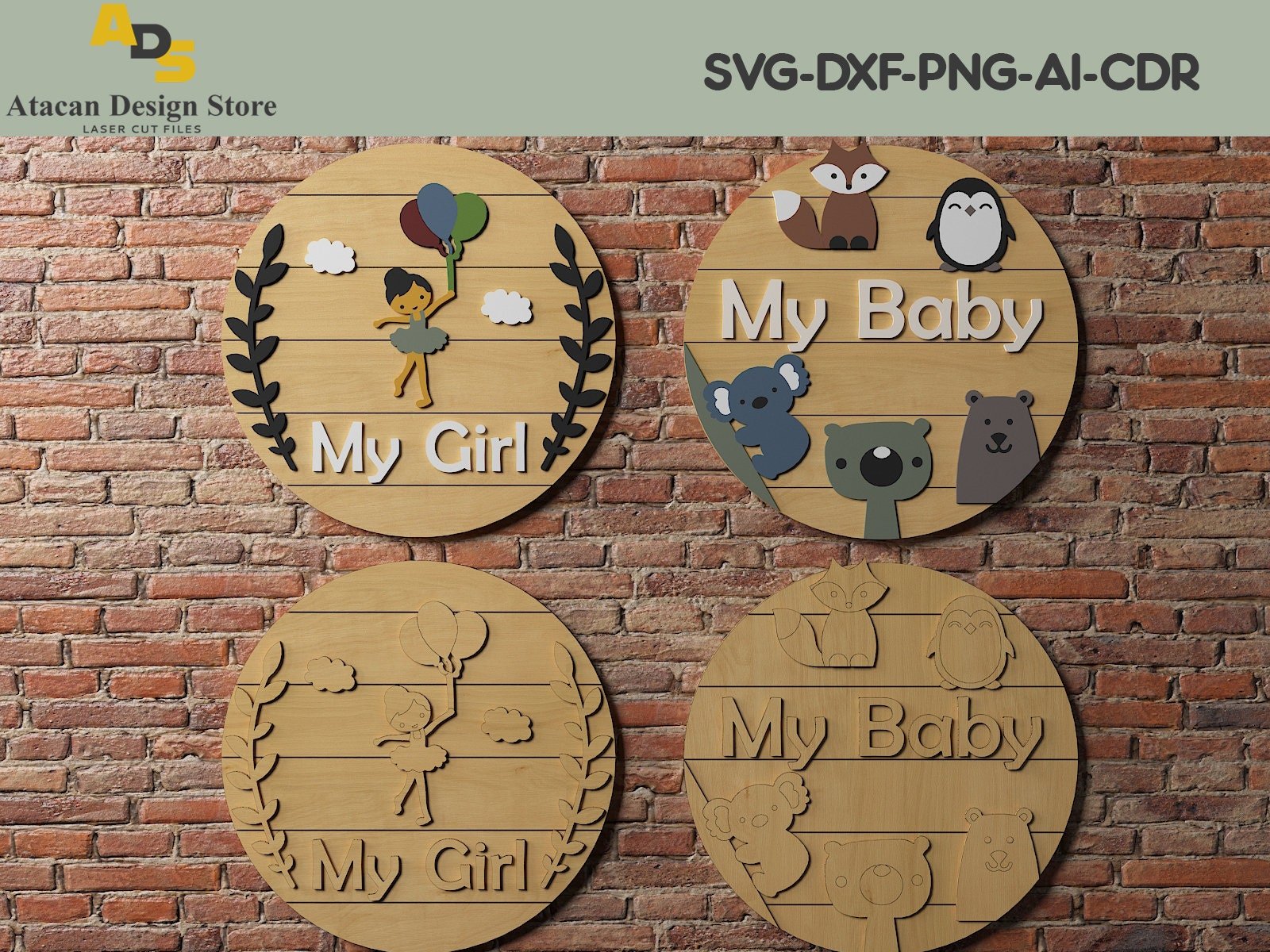 Baby Room Round Signs / Wall Hanger Decoration / Nursery Hang Sign Cut Files SVG233