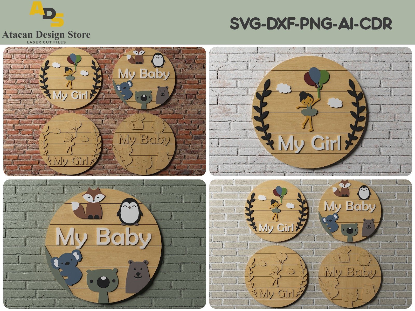 Baby Room Round Signs / Wall Hanger Decoration / Nursery Hang Sign Cut Files SVG233