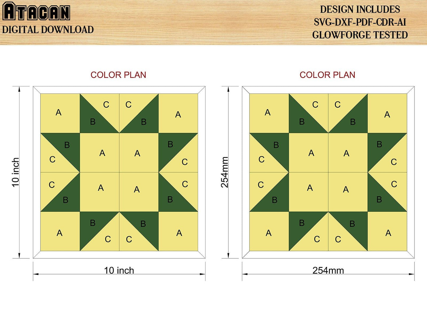 Barn quilt Patterns / Geometric Quilts with Frame / Laser Ready Svg Files for Glowforge