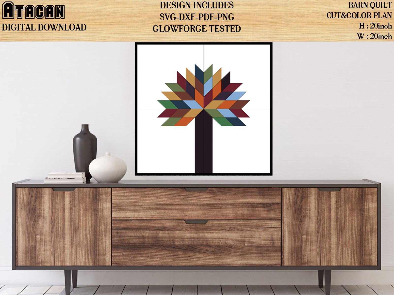 Barn Quilt SVG Laser cut files fit in any Glowforge projects wall art Chevron Southwest Arrow designs Home decor 20x20 inch quilt 010