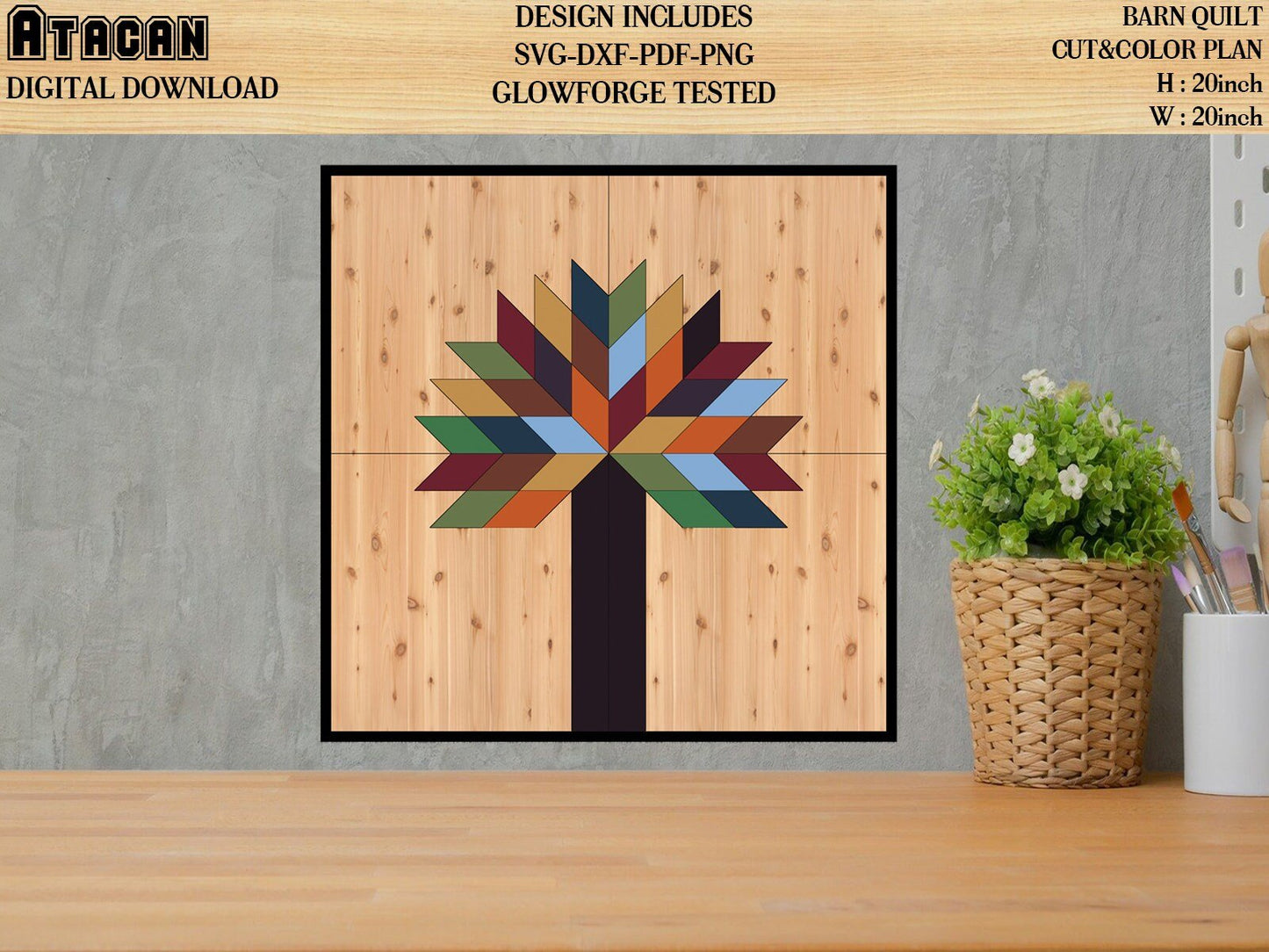 Barn Quilt SVG Laser cut files fit in any Glowforge projects wall art Chevron Southwest Arrow designs Home decor 20x20 inch quilt 010