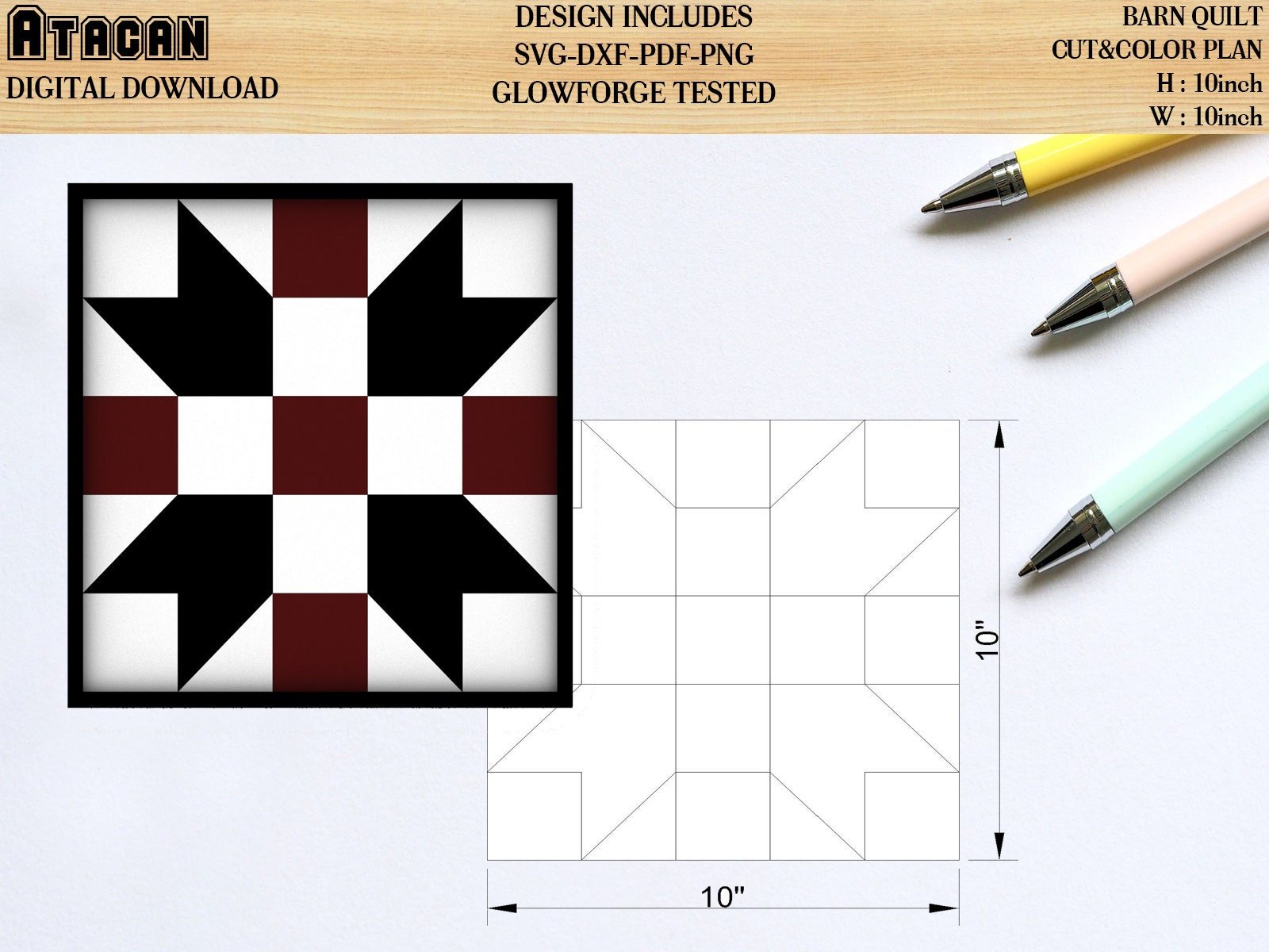 Barn Quilt SVG Laser cut files for Glowforge projects with Navajo inspired design mini quilt SVG file wall art Chevron Aztec mini quilt 004