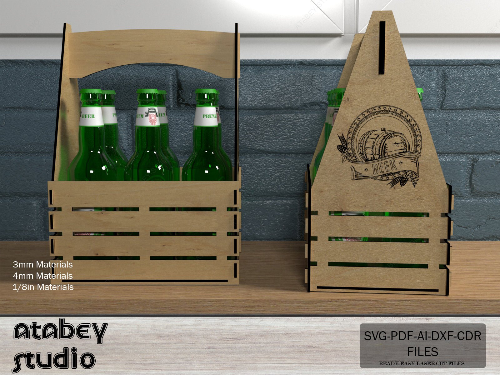 Beer Caddy Laser Cut Files / Beer Carrier Box / Fathers Day Gift / Bottle Box Laser Cut Files SVG, DXF, CDR Download 545