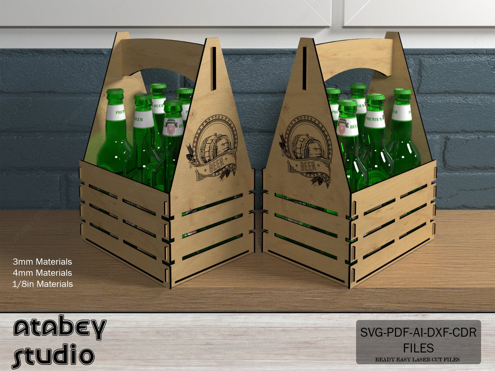 Beer Caddy Laser Cut Files / Beer Carrier Box / Fathers Day Gift / Bottle Box Laser Cut Files SVG, DXF, CDR Download 545