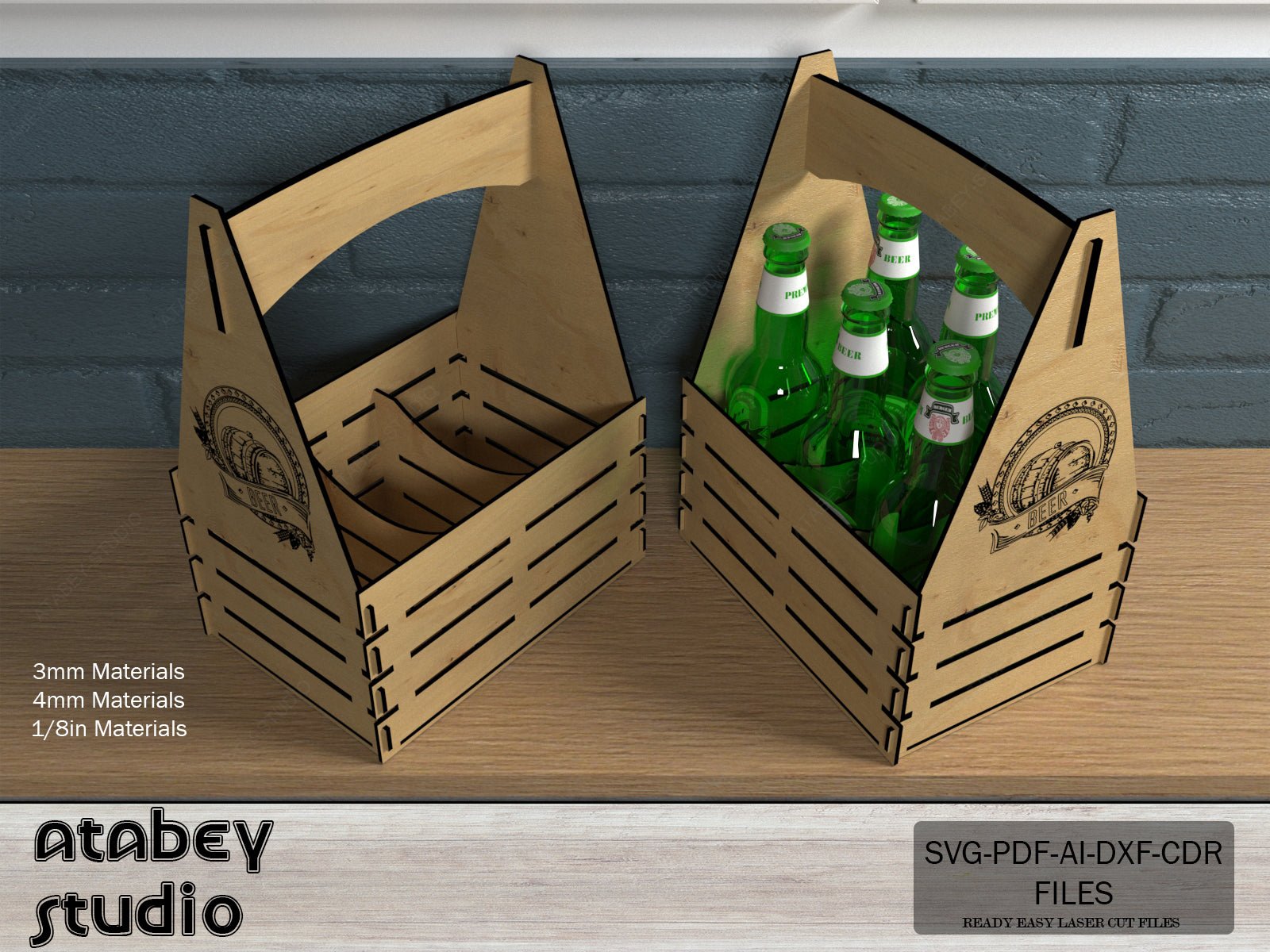 Beer Caddy Laser Cut Files / Beer Carrier Box / Fathers Day Gift / Bottle Box Laser Cut Files SVG, DXF, CDR Download 545