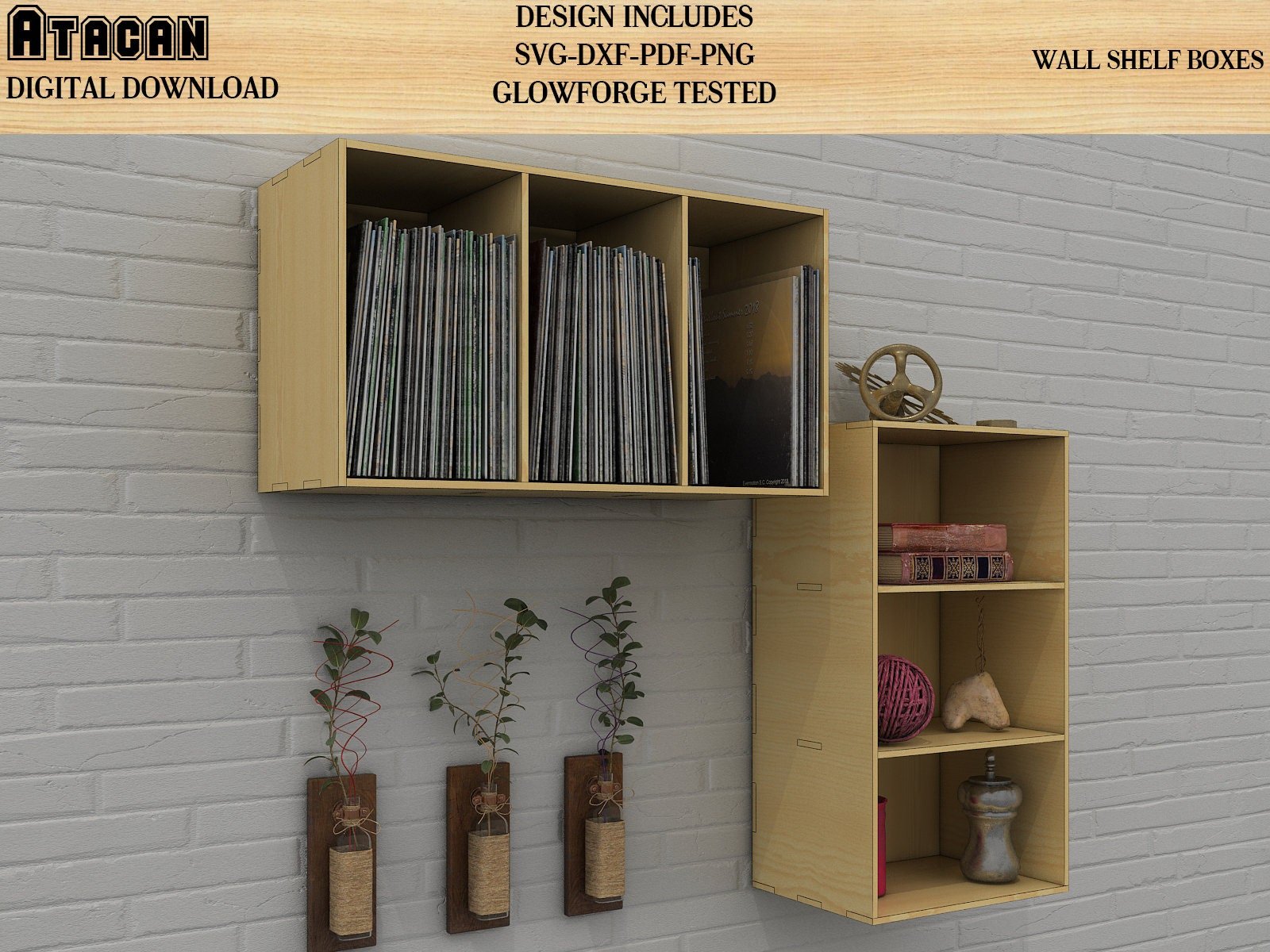 Book wallshelves SVG cut plans, Wooden Box Shelf, DIY floating wall Shelf, 217