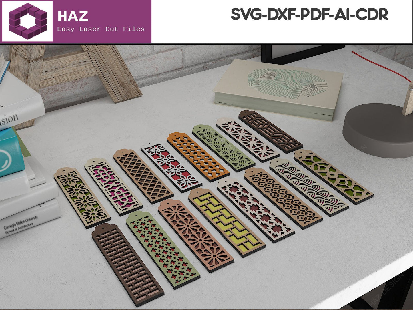 Bookmark Laser Cut Templates / Corner Bookmarks Pattern / Book Lover SVG DXF CDR Ai 085