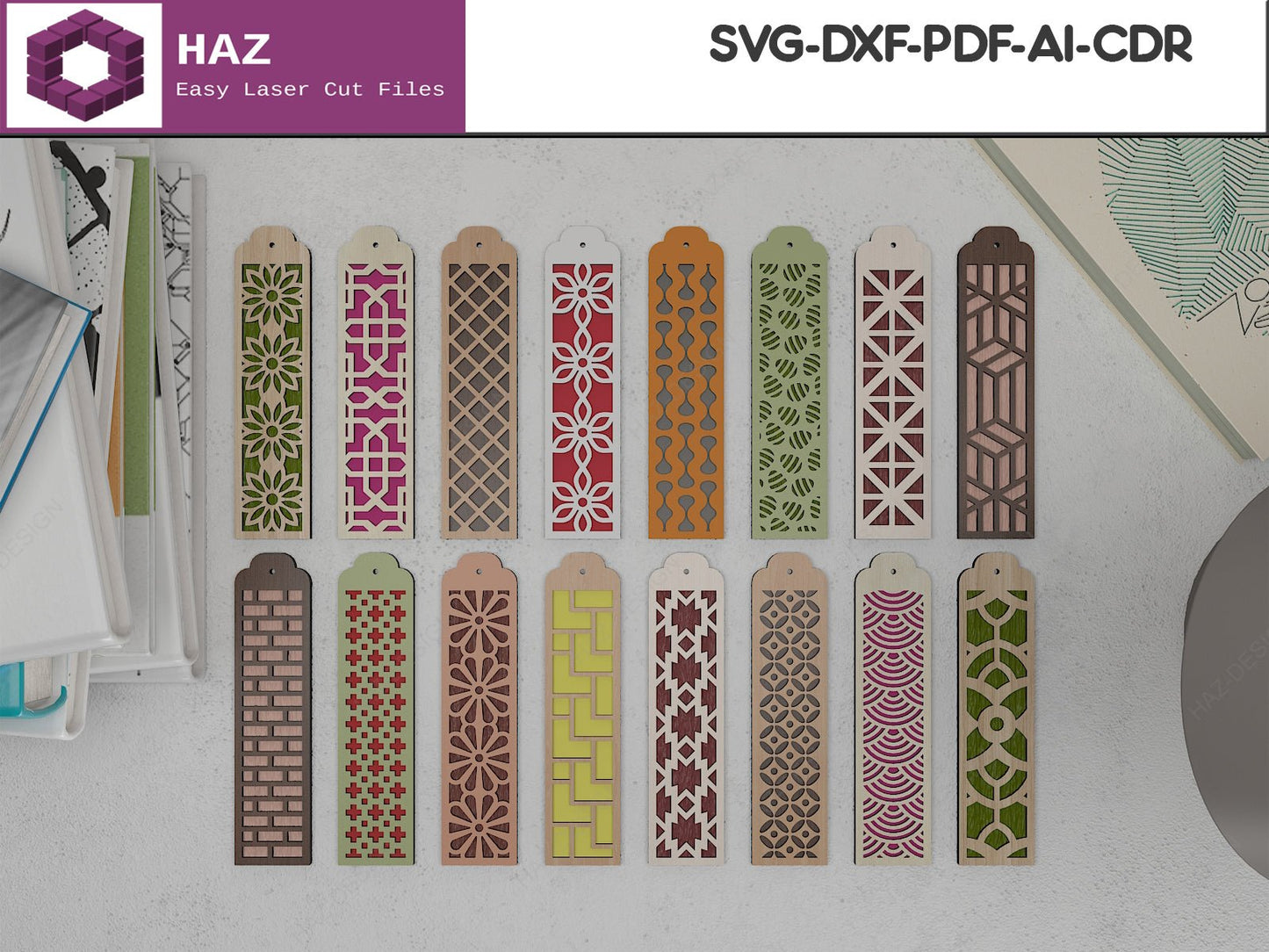 Bookmark Laser Cut Templates / Corner Bookmarks Pattern / Book Lover SVG DXF CDR Ai 085